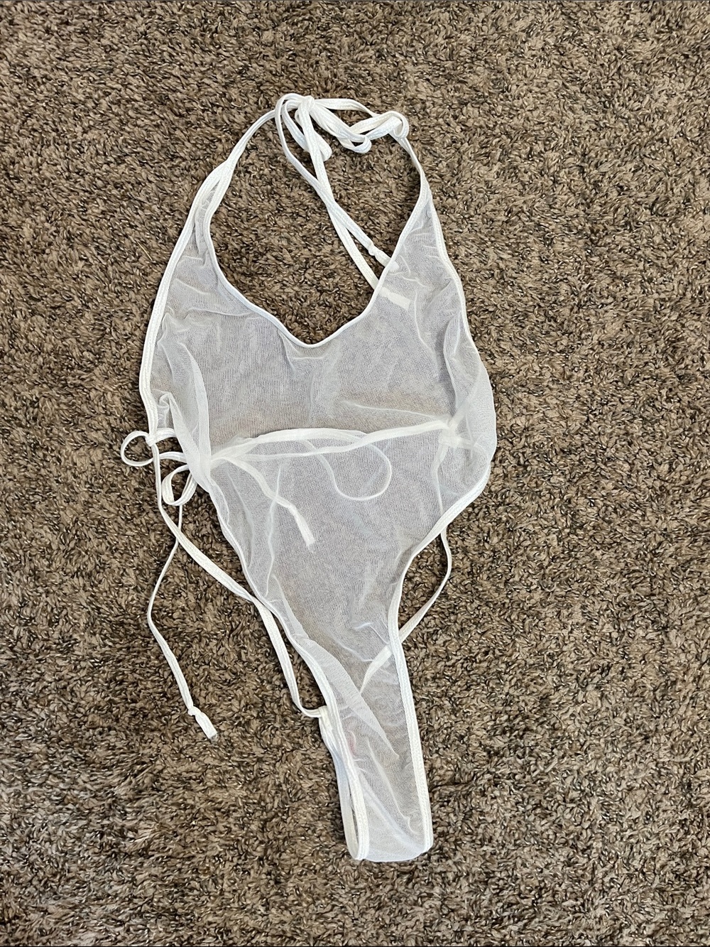Sheer White Halter One-Piece